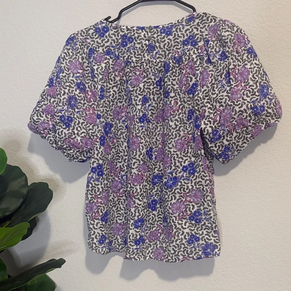 Loft Elegant purple Floral Puff Sleeve Blouse MP